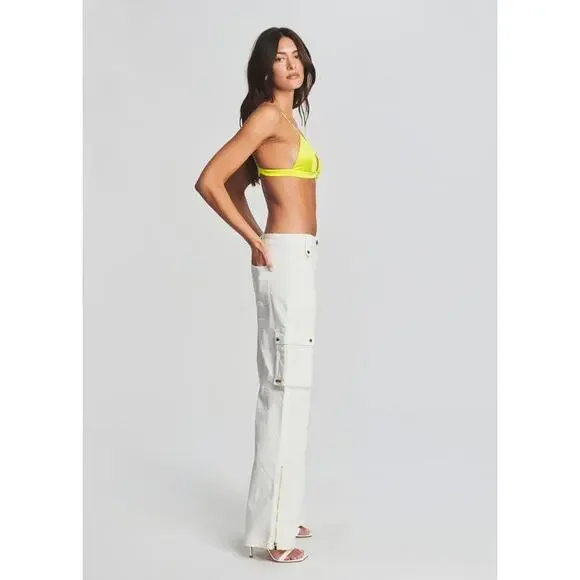 SER.O.YA $345 Women's Annika High Waisted Wide Leg Ruched Cargo Pants 26